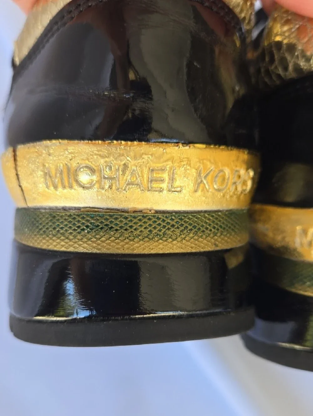 Michael Kors Leopard-Print Lace-Up Sneakers with Black & Gold Accents